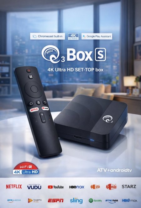 رسيفر Q3 BOX 4K مع اشتراك سنة كاملة